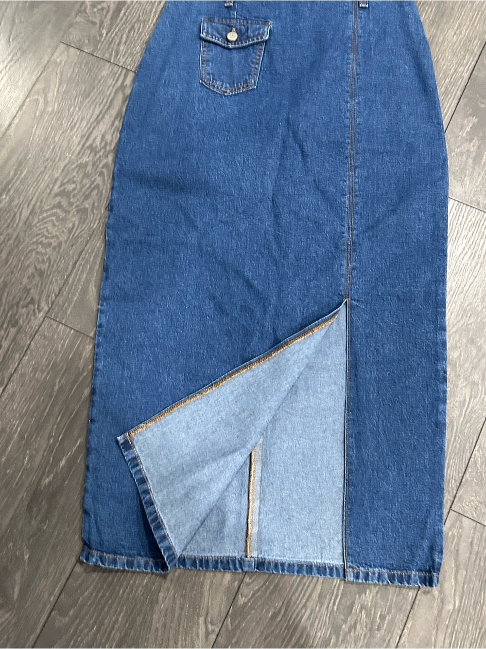 Vintage 90s Vivaldi Denim Midi Skirt Zip Back Size 8 Medium Wash Made In USA - Picture 2 of 6